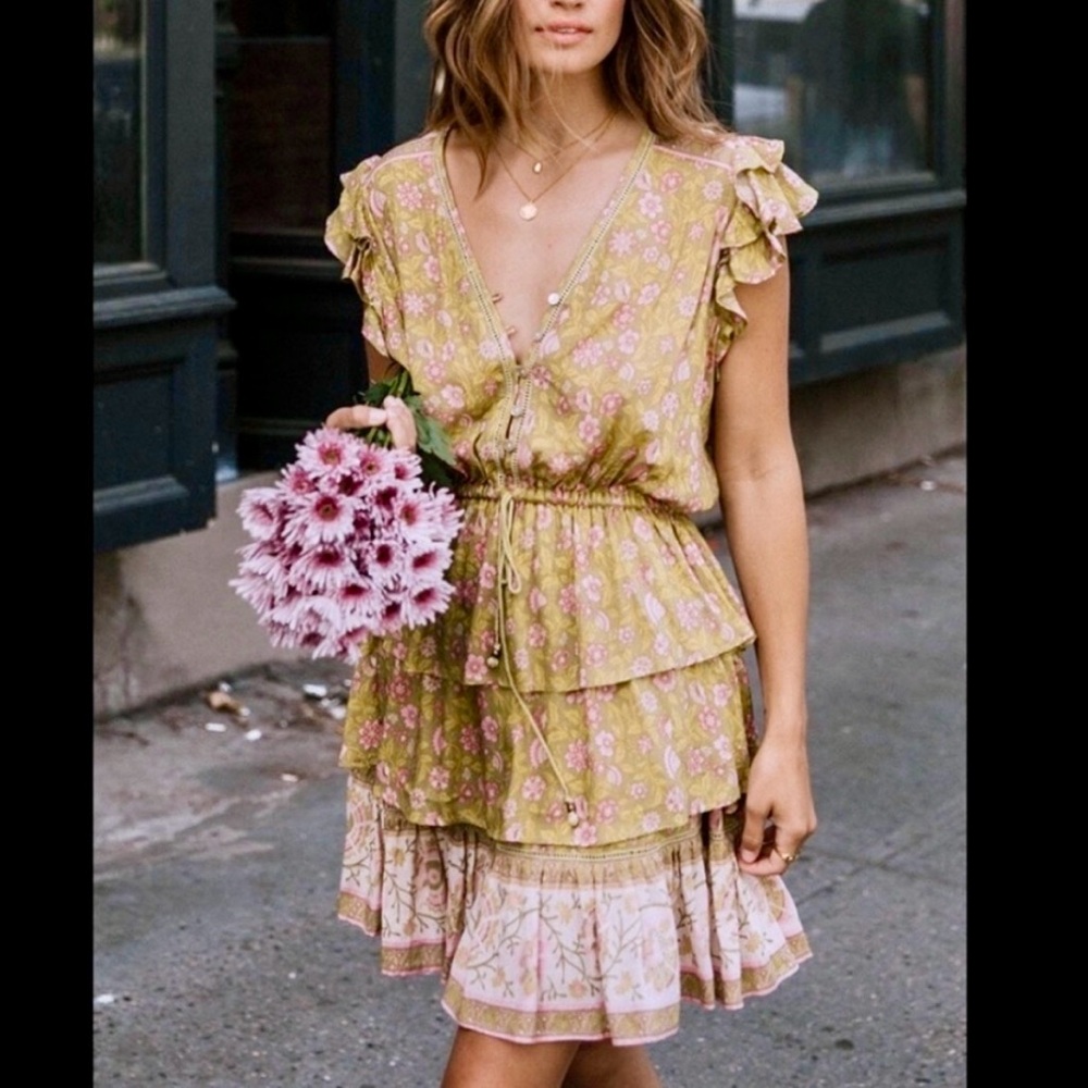 Spell & the Gypsy Dahlia Ra Ra Ruffle Tiered Mini Dress, SM, EUC!
